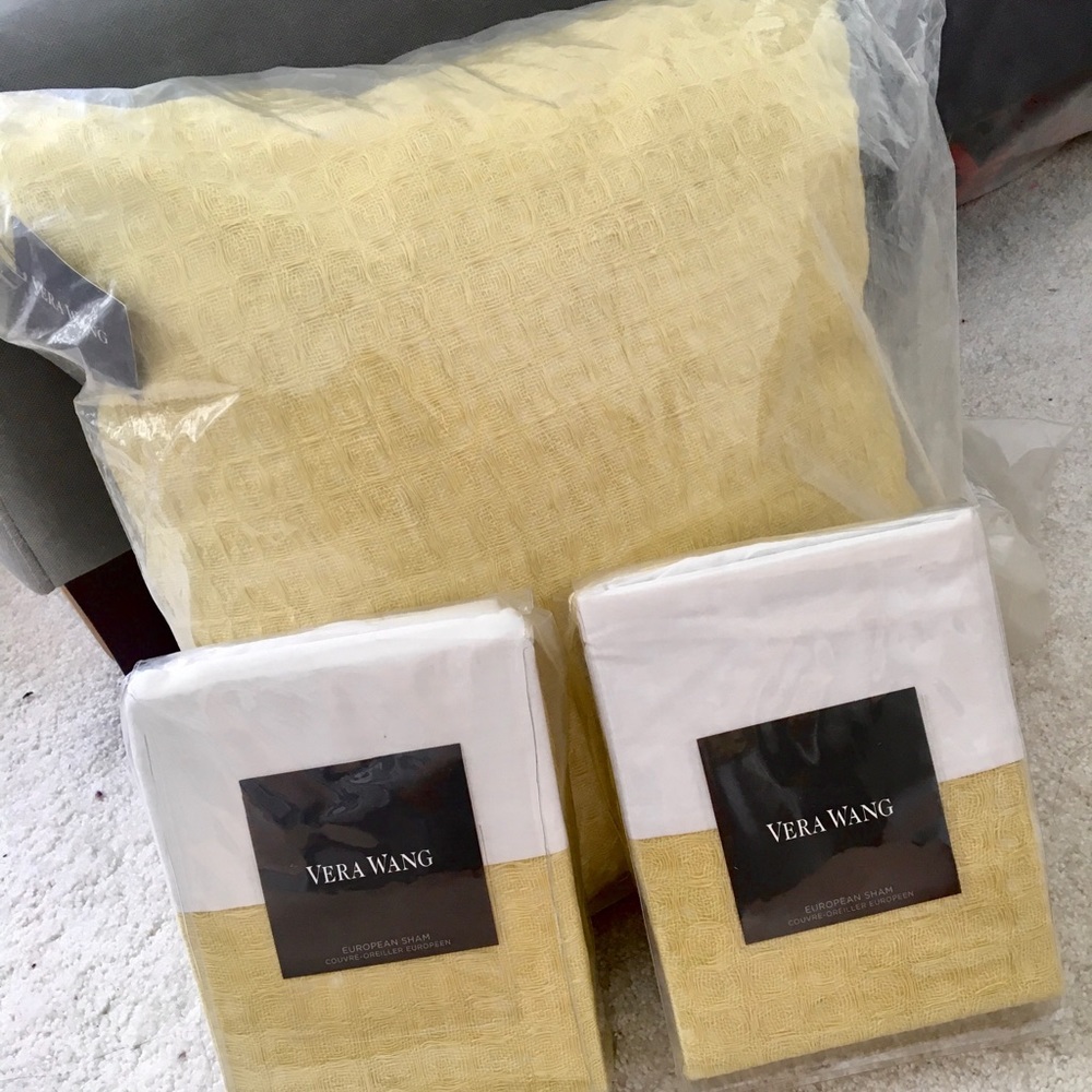 💛 New Set of 3 Vera Wang European decor pillow sham cover set